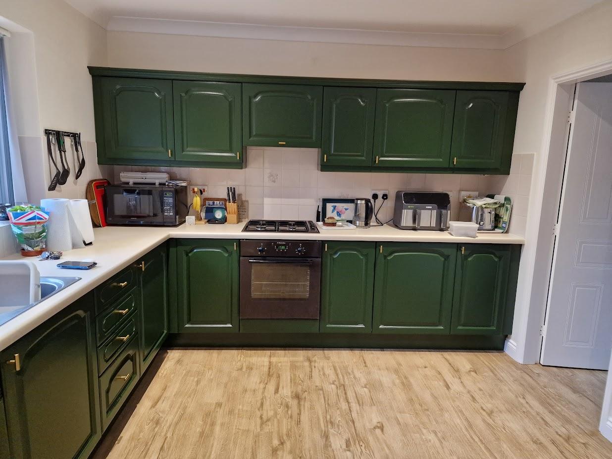 Beverly kitchen repainted in green