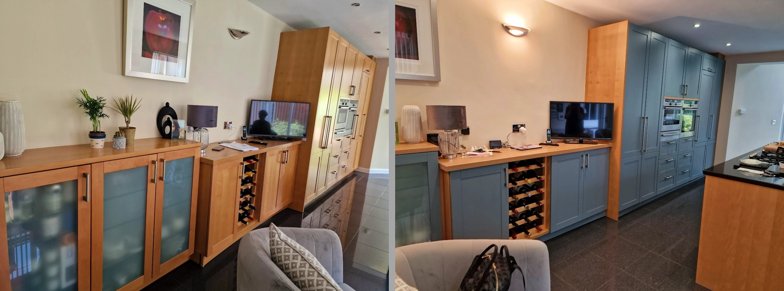 Before & After: Shaker kitchen resprayed in Farrow & Ball De Nimes