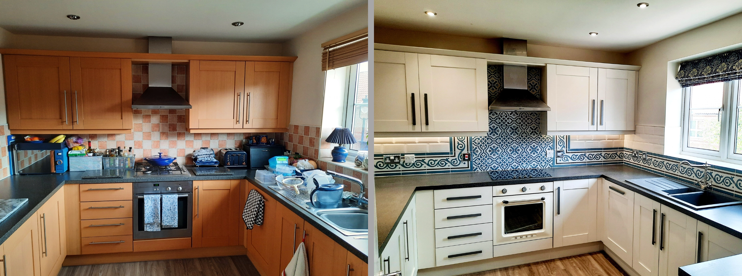 Before & After: Shaker kitchen resprayed in Farrow & Ball School House White